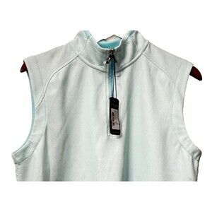 FAIRWAY & GREENE Womens Top M 1/4 ZIP Sleeveless Golf Mint White print NWT